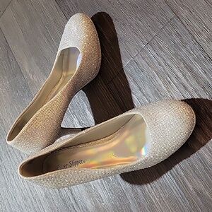 Silver slipper heels